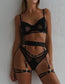 by LUANA - MEDELLIN  I Black Mesh Underwire Garter Lingerie Set (R81182 I One size I 2XL)