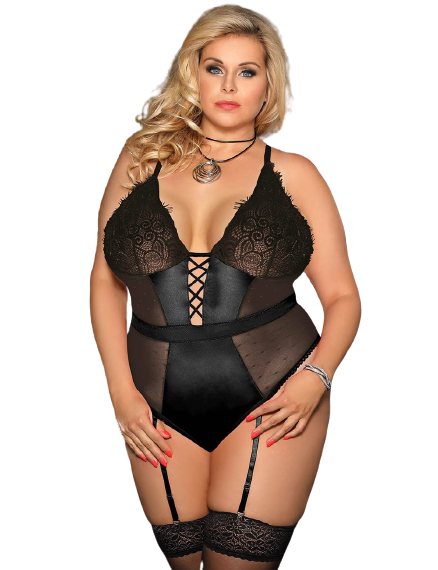 by LUANA - SANTIAGO  Satin Body (uden BH bøjle) (R80651-1|One size I Queen size I 4XL)