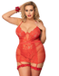 by LUANA - SAN JUAN Delikat Baby Doll med Trusse Rød (R80915-2| One sizeI Queen size I 1XL)