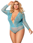 by LUANA - MARSEILLE Langærmet Bodystocking Blå (R80776-2|one size | queen size | 2XL)