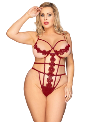 by LUANA - BUZIOS Bondage Teddy Rød (R80944-2|One Size  I Queen Size)
